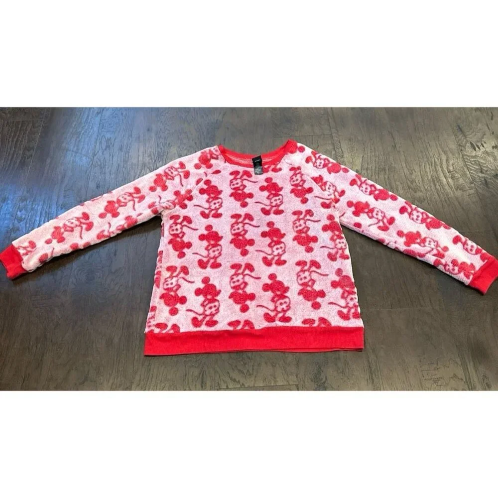 Disney Womens 2 Piece Fleece Jogger Lounge Set Mickey Mouse‎ Red - Picture 2 of 4